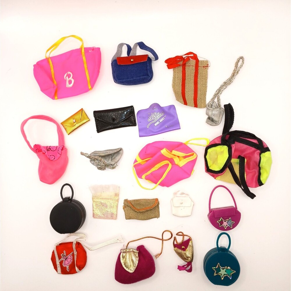 Vtg to Modern Barbie Bags Purses Totes Lot of 20 incl Hollywood Nails Bags READ